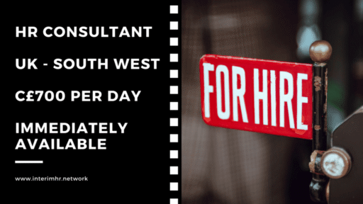 Immediately Available: HR Consultant – South West – c£700 per day