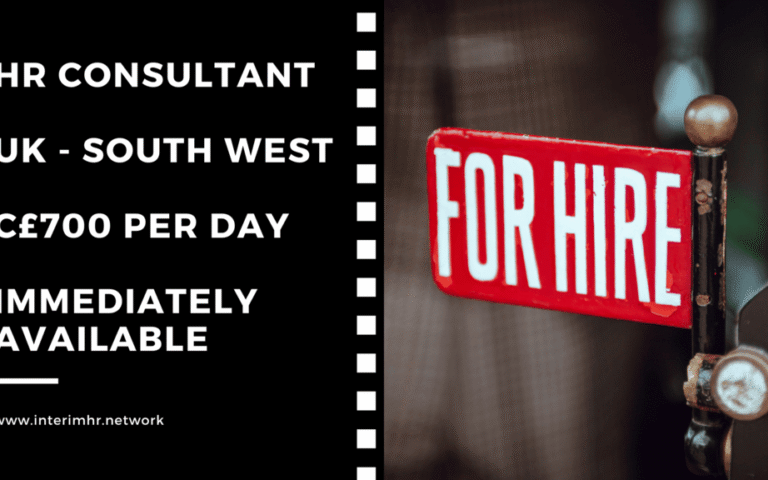 Immediately Available: HR Consultant – South West – c£700 per day