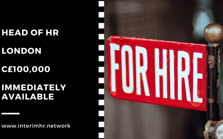Immediately Available: Head of HR – London – c100k+/-